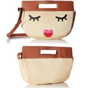 Circus by Sam Edelman Straw Darla Face Print Vegan Leather Satchel Shoul…